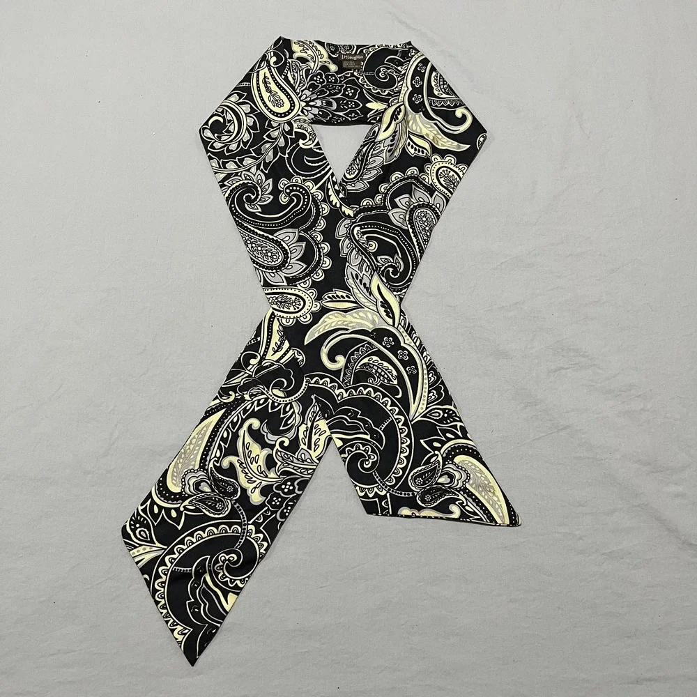 J.McLaughlin Womens Black Cream White Paisley Classic Silk Neck Scarf Cravat